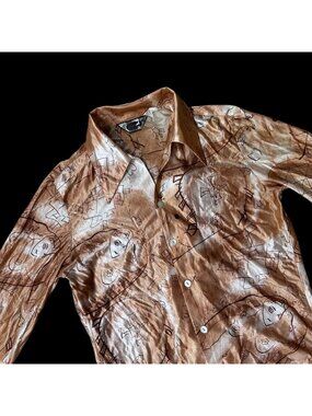 Vintage Disco Button Up Shirt Triumph Of California Boot Naked Lady 1970s Medium